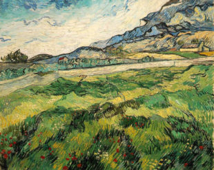 Vincent van Gogh, Green Wheat Field, 1889 oil on canvas, 28.75" x 36.25". Loan at Kunsthaus Zurich