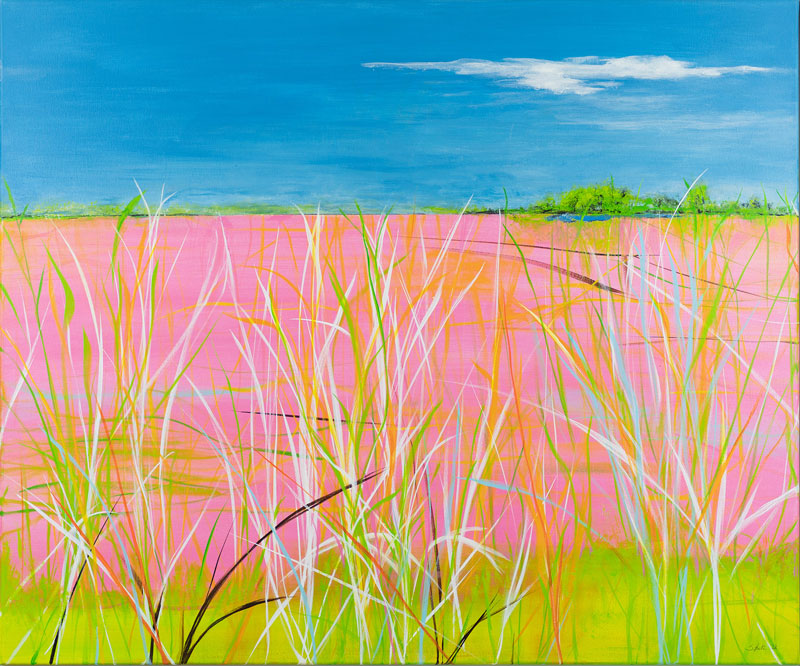 Pink Rhapsody, acrylic on canvas, 39 x 47 by Sandy Iseli