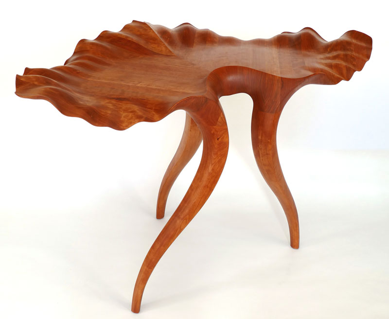 Allegretto Leaf Table, cherry wood with Danish oil finish, approximate dimensions: 33" x 52" x 32"