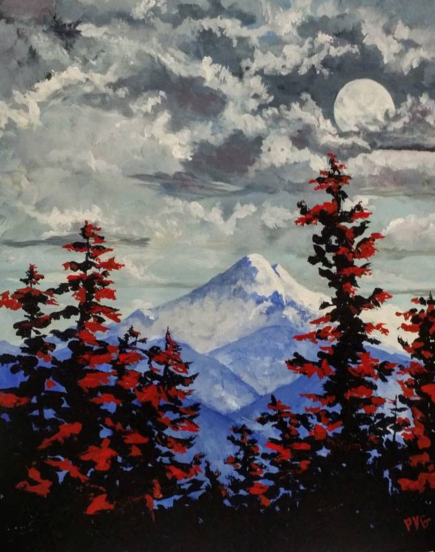 Moon Light Mountains, acrylic 16x20