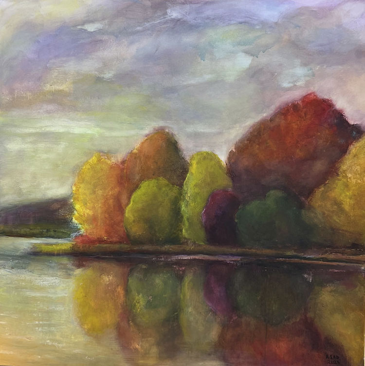 Autumn's Glow, acrylic and soft pastels on linen, 39.37” x 39.37”