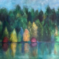 Spring's Renewal, acrylic and soft pastels on linen, 39.37” x 39.37”, (100 x 100 cm)