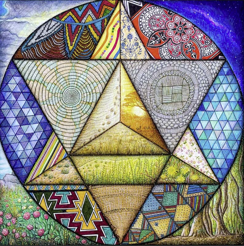 South African Merkaba. Healing Meditation, watercolor, 18” x 18” 