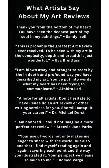 Praise from Artists about My Art Reviews