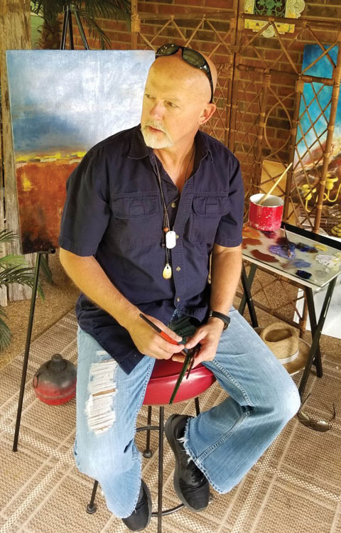 David G. Rickman artist i his studio