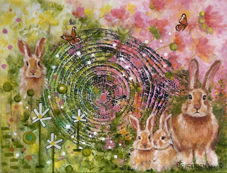 Some Bunny Loves You, mixed media on canvas, 12" x 16"